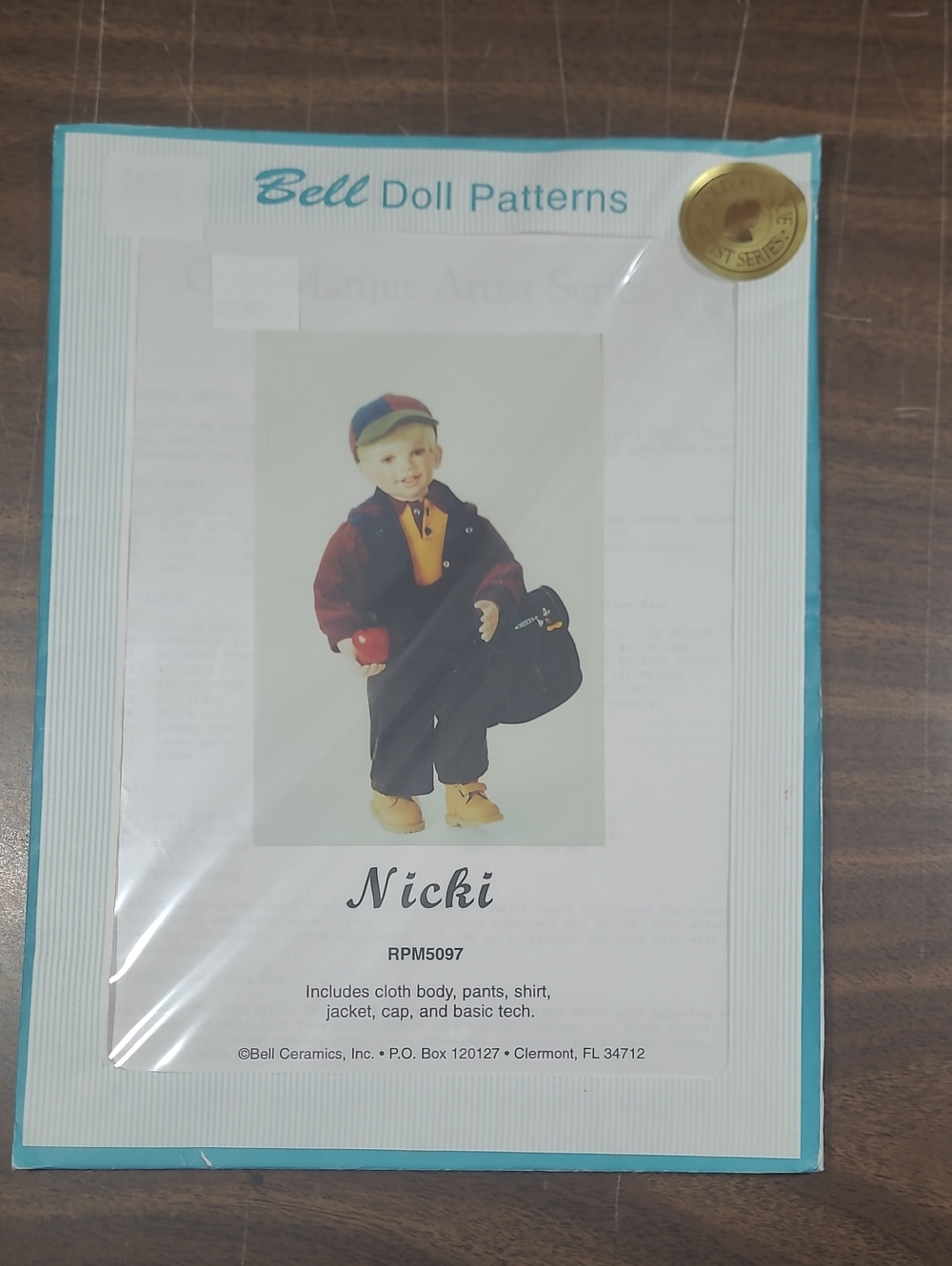 Bell Doll Patterns "Nicki" Doll Pattern - Teal Border #RPM5097